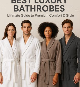 Four models in luxury bathrobes showcasing premium comfort and elegant style.