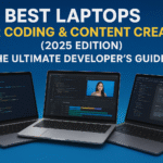 Best laptops for coding and content creation 2025 featuring top developer picks including MacBook Pro M4, Dell XPS 15, and other premium programming laptops
