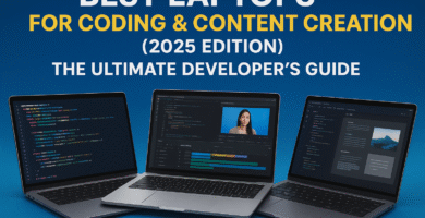 Best laptops for coding and content creation 2025 featuring top developer picks including MacBook Pro M4, Dell XPS 15, and other premium programming laptops