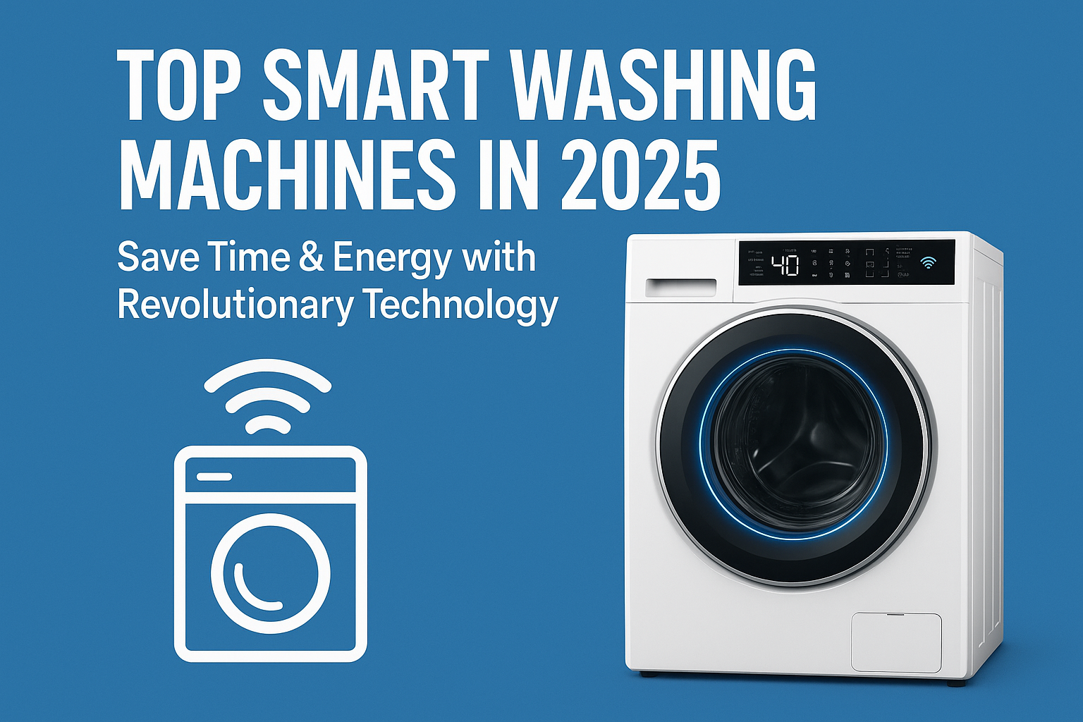 Smart washing machine with digital display and WiFi connectivity in modern laundry room