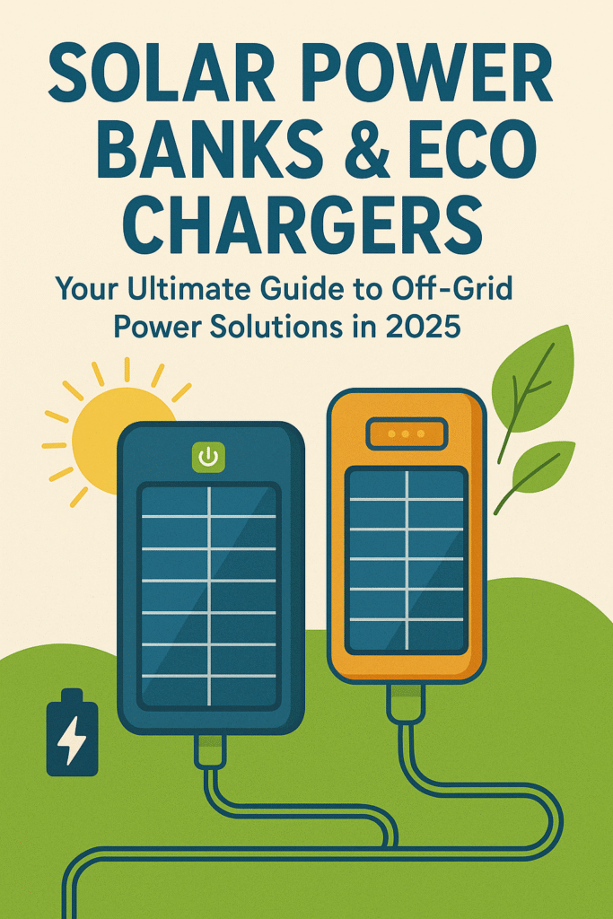 Solar power bank charging devices outdoors with solar panels for off-grid living 2025
